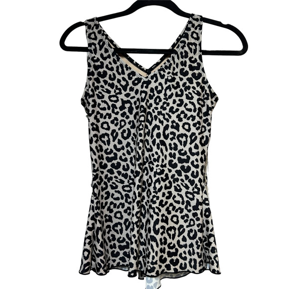 Brynn & Brooke V-Neck Leopard Tankini Top Black Women's‎ Size Medium - Picture 2 of 6